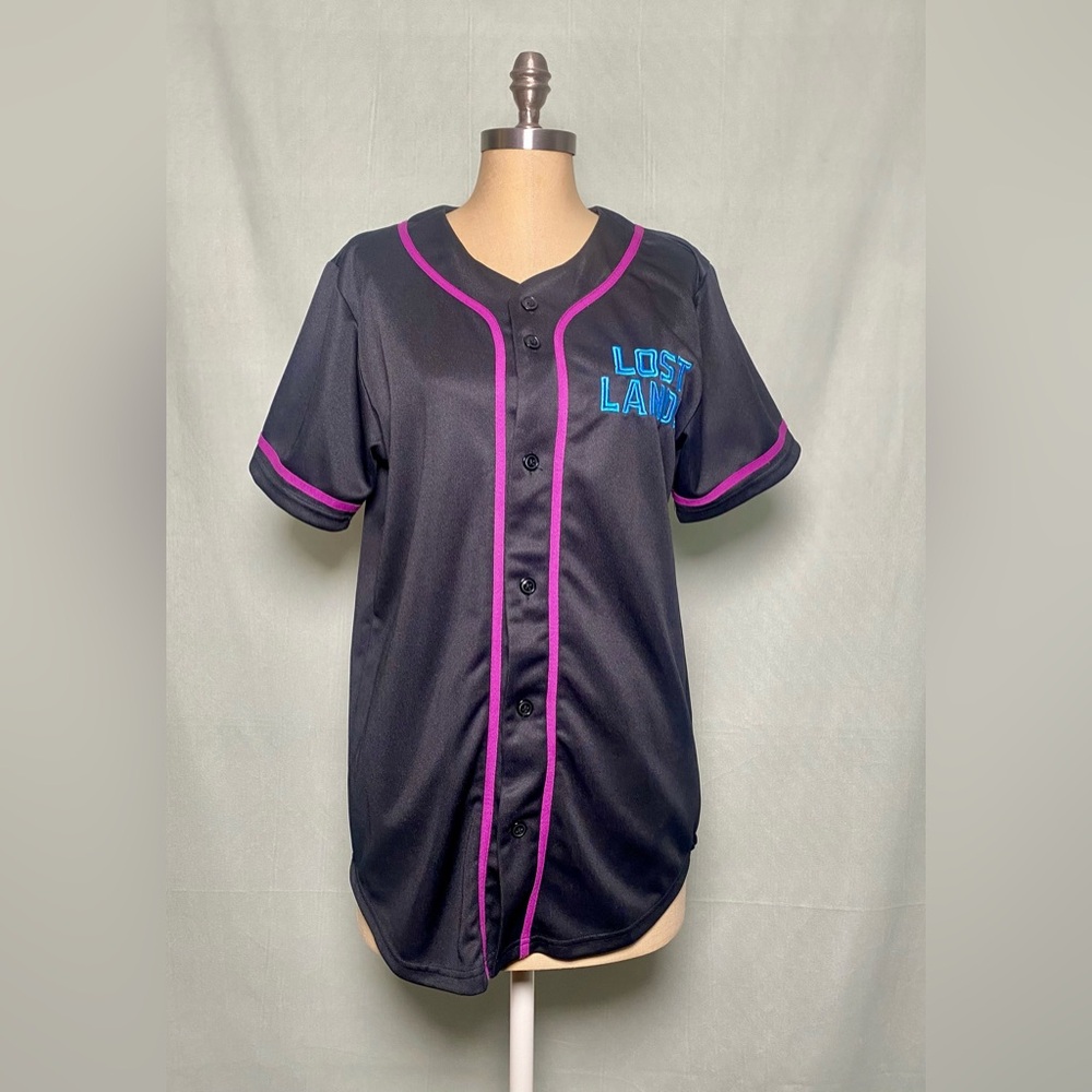 Lost Lands Black Baseball Jersey with Purple Trim